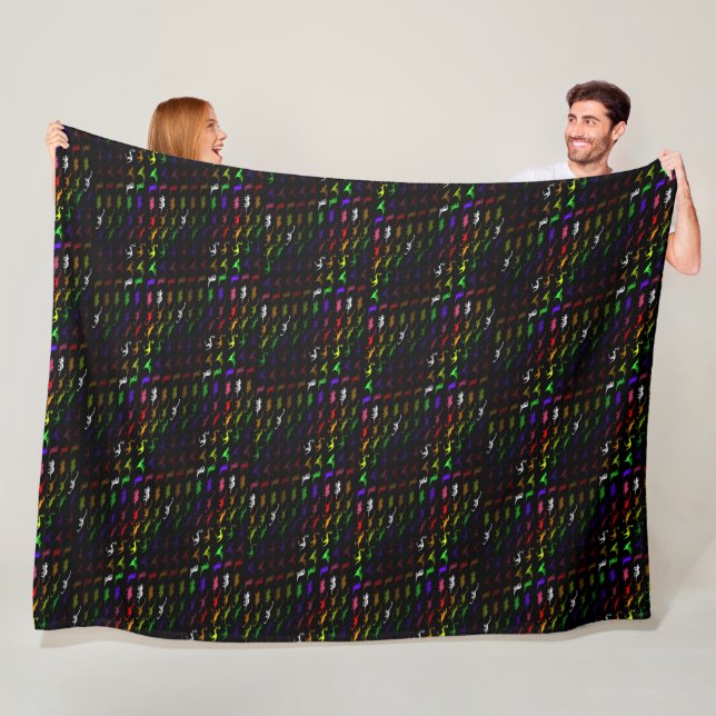 Kids cool rainbow colourful cute dinosaur fleece blanket (In Situ)