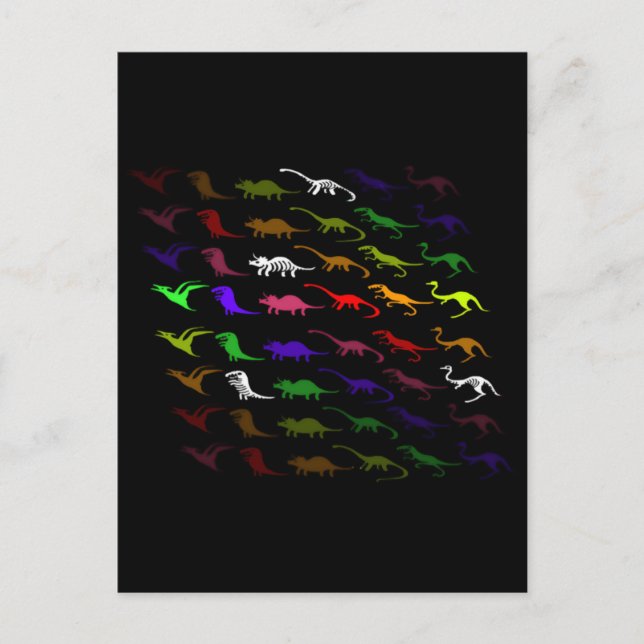 Kids cool rainbow colourful cute dinosaur holiday postcard (Front)