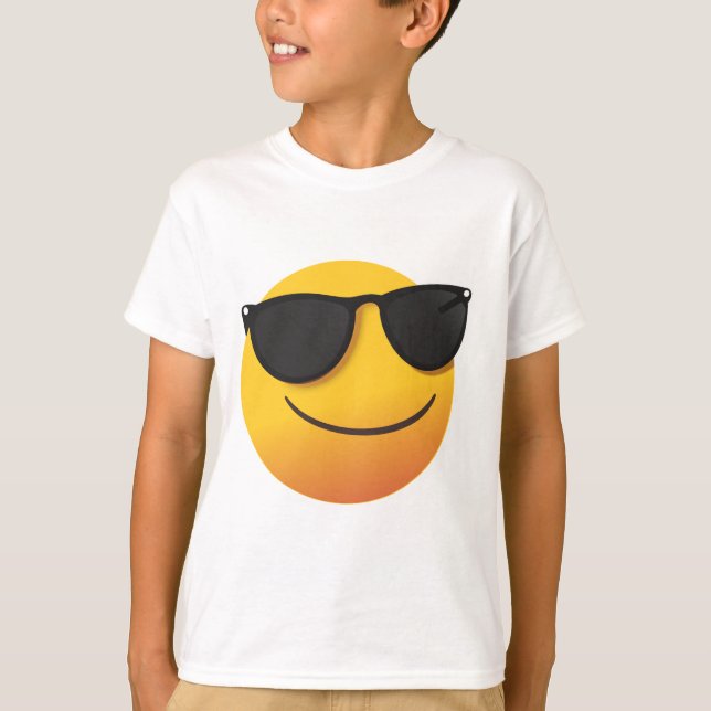 Kids Cool Smiley T-Shirt Fun Emoji Graphic Design (Front)