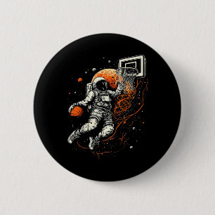 Kids Cool Space Basketball with Astronaut 2 Inch Round Button