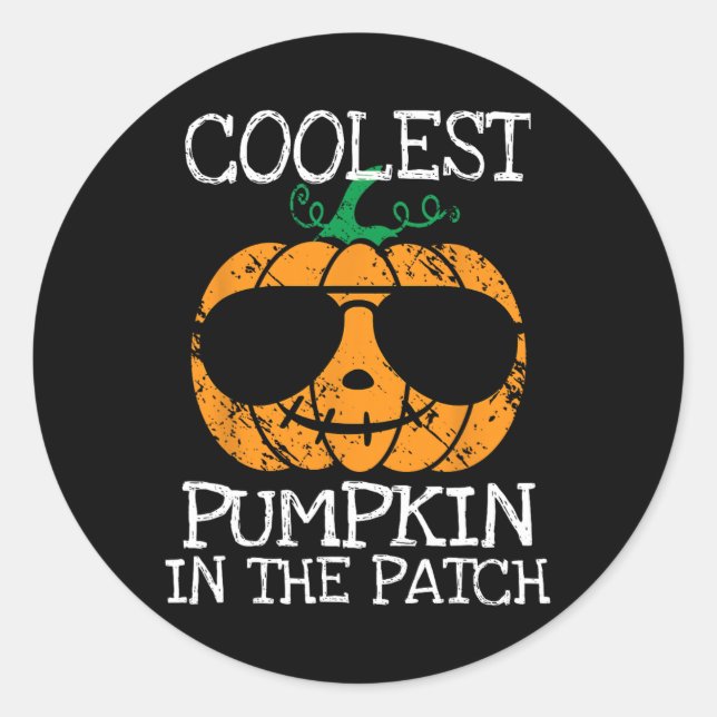Kids Coolest Pumpkin In The Patch Halloween Boys G Classic Round Sticker (Front)