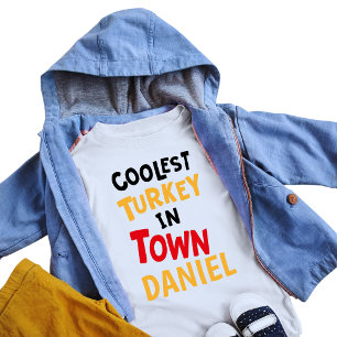 Kids Coolest Turkey in Town Colourful Name Baby T-Shirt