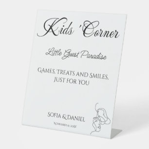 Kids Corner Minimalist Elegant Wedding Pedestal Sign