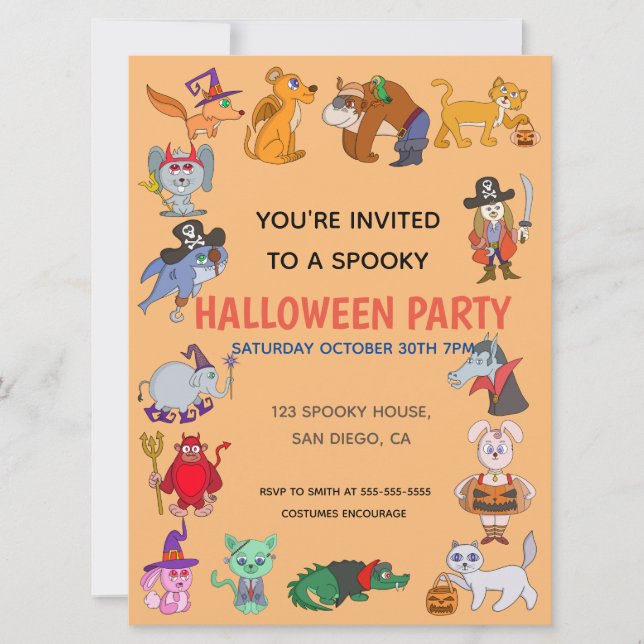 Kids Costume Party Halloween Invitation (Front)