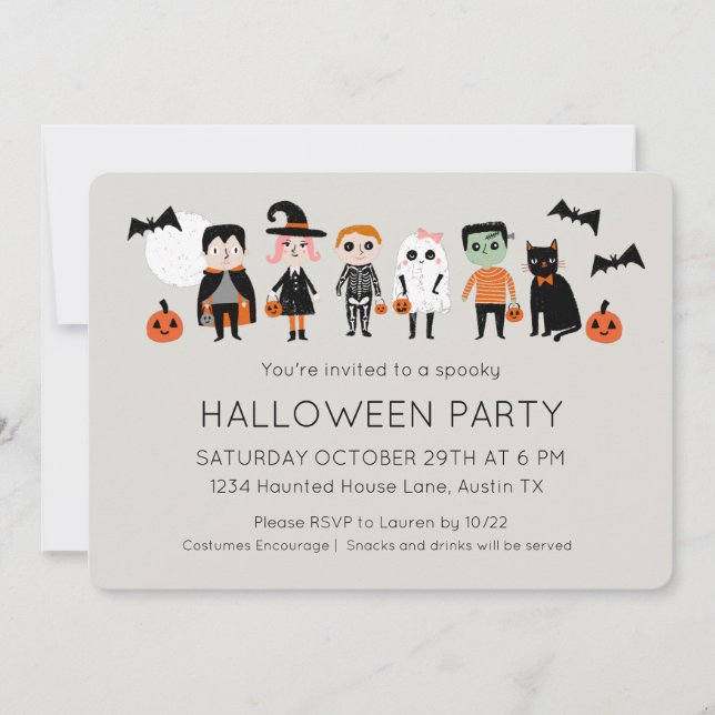 Kids Costume Party Halloween Invitation (Front)