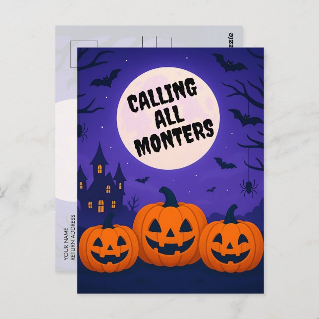 Kids Costume Party Halloween Invitation Postcard (Front/Back)