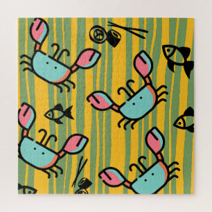 Kids Crab Seafood Rainbow Colorful  Jigsaw Puzzle