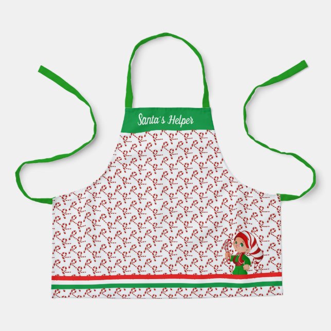 Kids Crafting or Baking Christmas Custom Text Apron (Front)