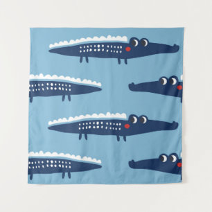 Kids Crocodile Pattern: Summer Playfulness. Tapestry