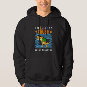 Kids Crush 1st Grade Dinosaur Dino First Day Back  Hoodie