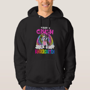 Kids Crush Kindergarten Dabbing Unicorn Back To Sc Hoodie