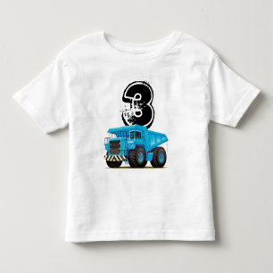 Kid's Custom Age Dumper Truck 3rd Birthday Toddler T-shirt