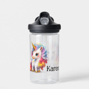 Kids Custom Colourful Golden Unicorn  Water Bottle