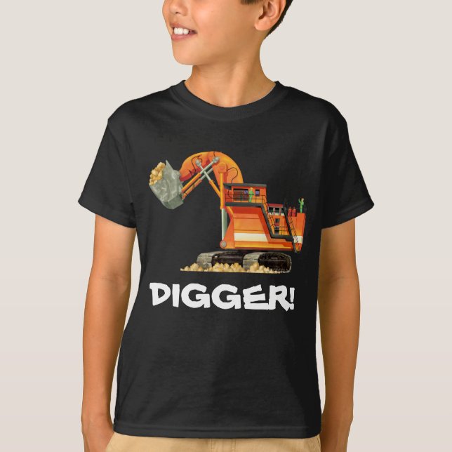 Kid's Custom Construction Truck Digger T-Shirt (Front)