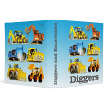Kids Custom Digger and Excavator Truck Binder