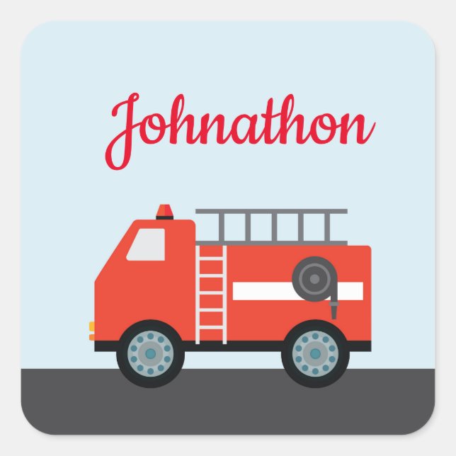 Kids custom fire truck stickers (Front)