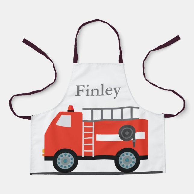 Kids Custom 'Firetruck"All-Over Print Apron, Small Apron (Front)