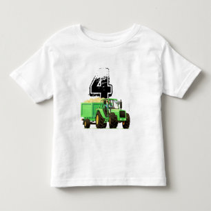 Kid's Custom Green Farm Tractor 4th Birthday Toddler T-shirt