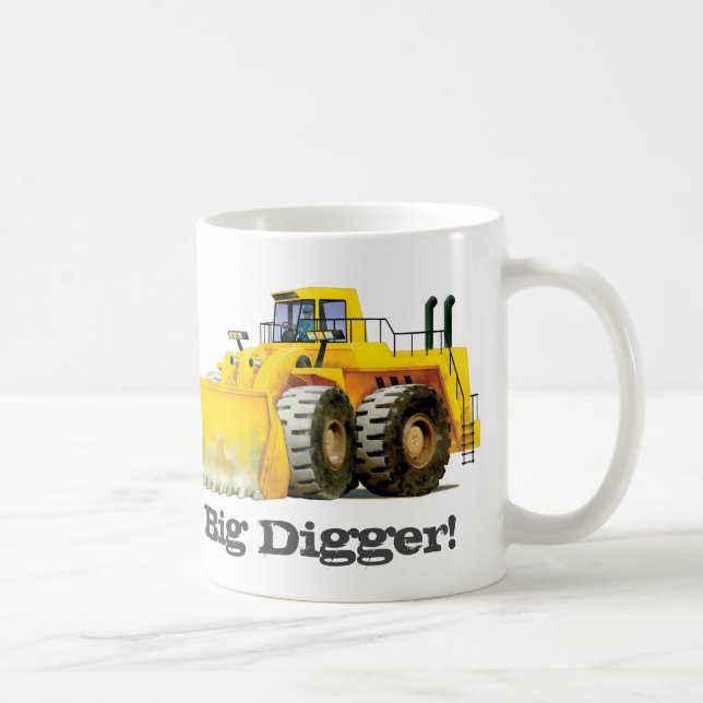 Kids Custom Name Big Digger Construction Truck Coffee Mug (Right)