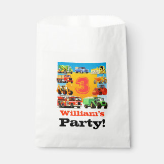 Kids Custom Name Construction Truck Birthday Party Favour Bag