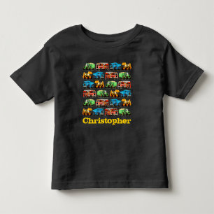 Kids Custom Name Construction Truck Pattern Toddler T-shirt