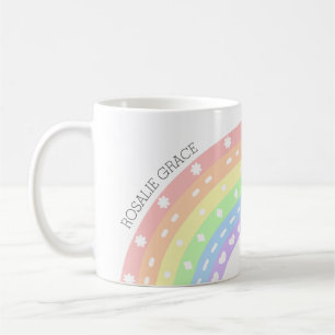 Kids Custom Name Mug Gift - Girls Pastel Rainbow
