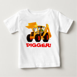Kid's Custom Name Yellow Digger Baby T-Shirt