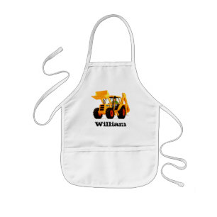 Kid's Custom Name Yellow Digger Kids Apron