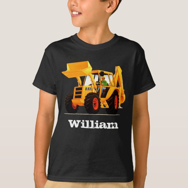 Kid's Custom Name Yellow Digger T-Shirt (Front)
