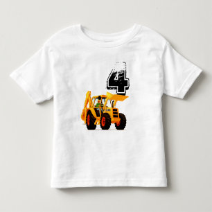 Kid's Custom Yellow Digger 4th Birthday Toddler T-shirt