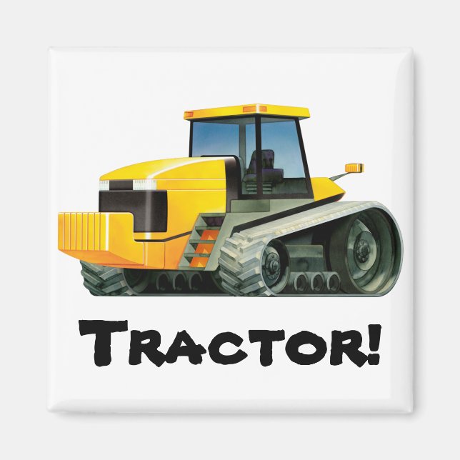 Kids Custom Yellow Tractor Magnet (Front)
