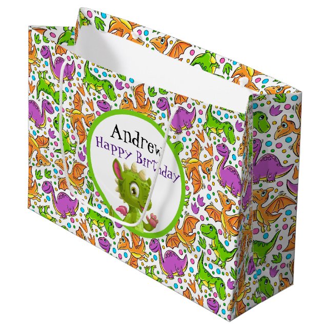 Kids Customize Dinosaur Gift Bag (Front Angled)