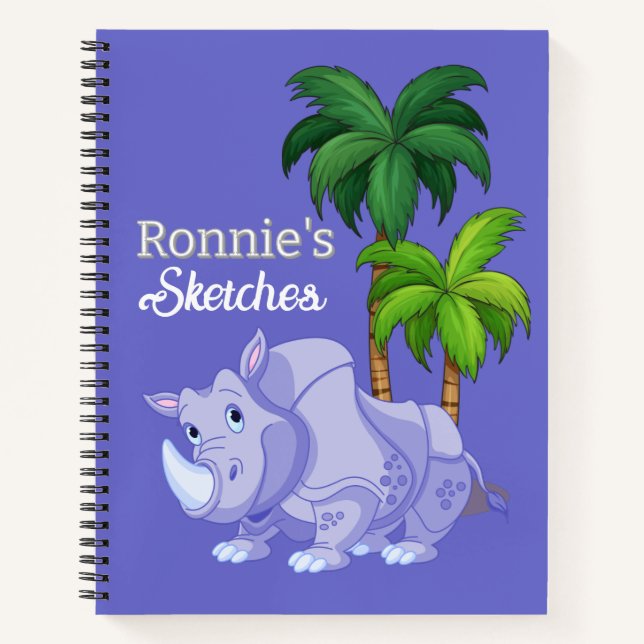 Kids Customize Rhino Sketch Spiral Notebook (Front)