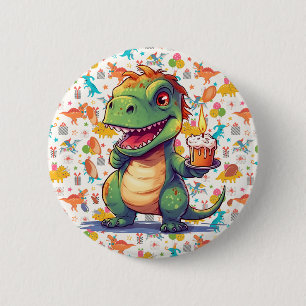 Kids Customized Dino Birthday  2 Inch Round Button