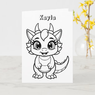 Kids Customized Dinosaur Bithday Card - COLOR ME