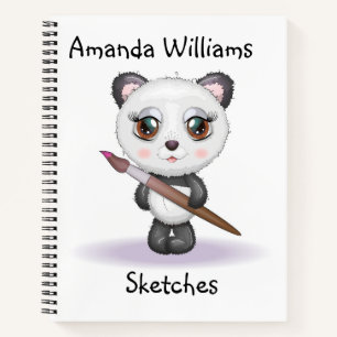 Kids Customized Panda Bear Sketch Notebook