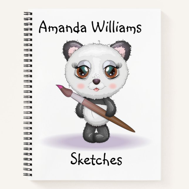 Kids Customized Panda Bear Sketch Notebook (Front)