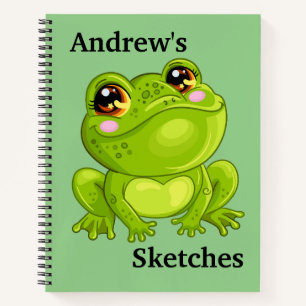 Kids Customizes Green Frog Notebook