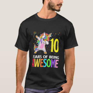 Kids Cute 10 Years Old Unicorn Dabbing 10Th Birthd T-Shirt