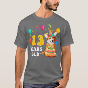 Kids Cute 13 Years Old Corgi Dog Lover 13th Birthd T-Shirt