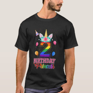 Kids Cute 2nd Birthday Princess Unicorn 2 Years Ol T-Shirt