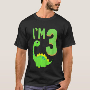 Kids Cute 3 Birthday  For A Boy With Dinosaur I'm  T-Shirt