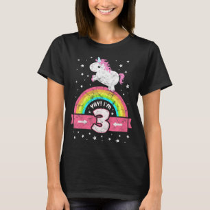 Kids Cute 3rd Birthday Girl Pink Unicorn Rainbow 3 T-Shirt