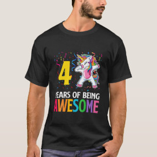 Kids Cute 4 Years Old Unicorn Dabbing 4Th Birthday T-Shirt