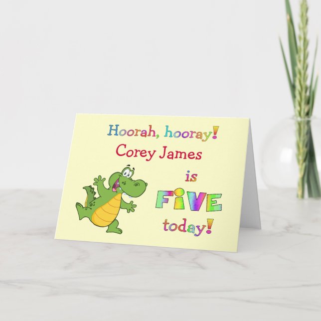 Kids Cute 5th Birthday Personalize for Girl or Boy Card (Front)