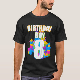 Kids Cute 8th Birthday 8 Years Old Block Building T-Shirt