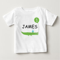 Kids Cute Alligator And Balloon 1st Birthday Shirt