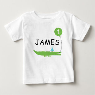 Kids Cute Alligator And Balloon 1st Birthday Shirt