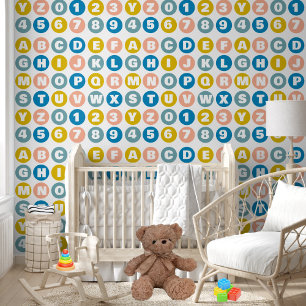 Kids Cute Alphabet and Number Learning Pattern Wallpaper