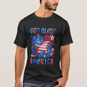 Kids Cute American Flag Boys And Girls God Bless A T-Shirt